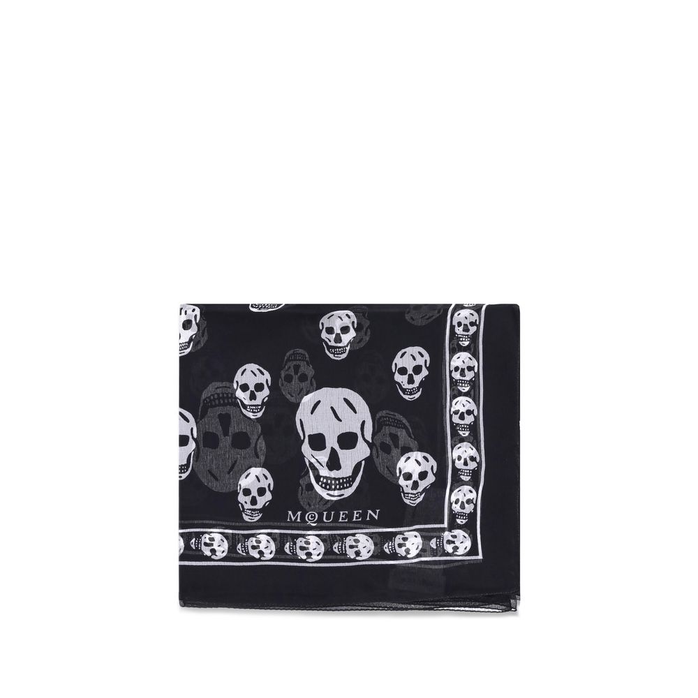 Alexander McQueen Black & White Silk Skull Scarf