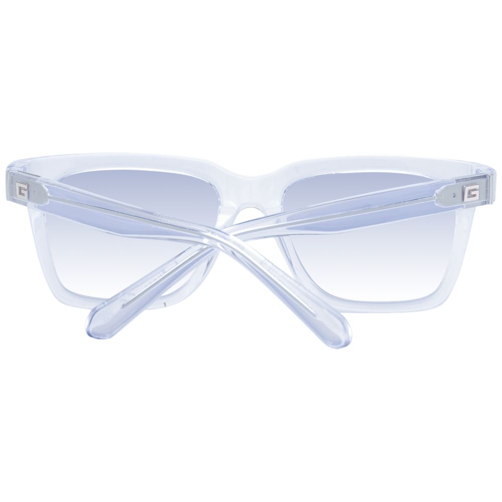 Guess Unisex Transparent Sunglasses – Rectangular Blue Gradient Lenses, 53mm