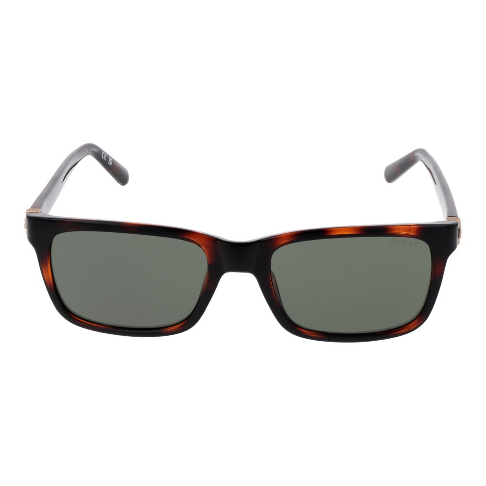 Guess Men's Sunglasses – Brown Full-Rim Frame with Green Lenses, 55mm