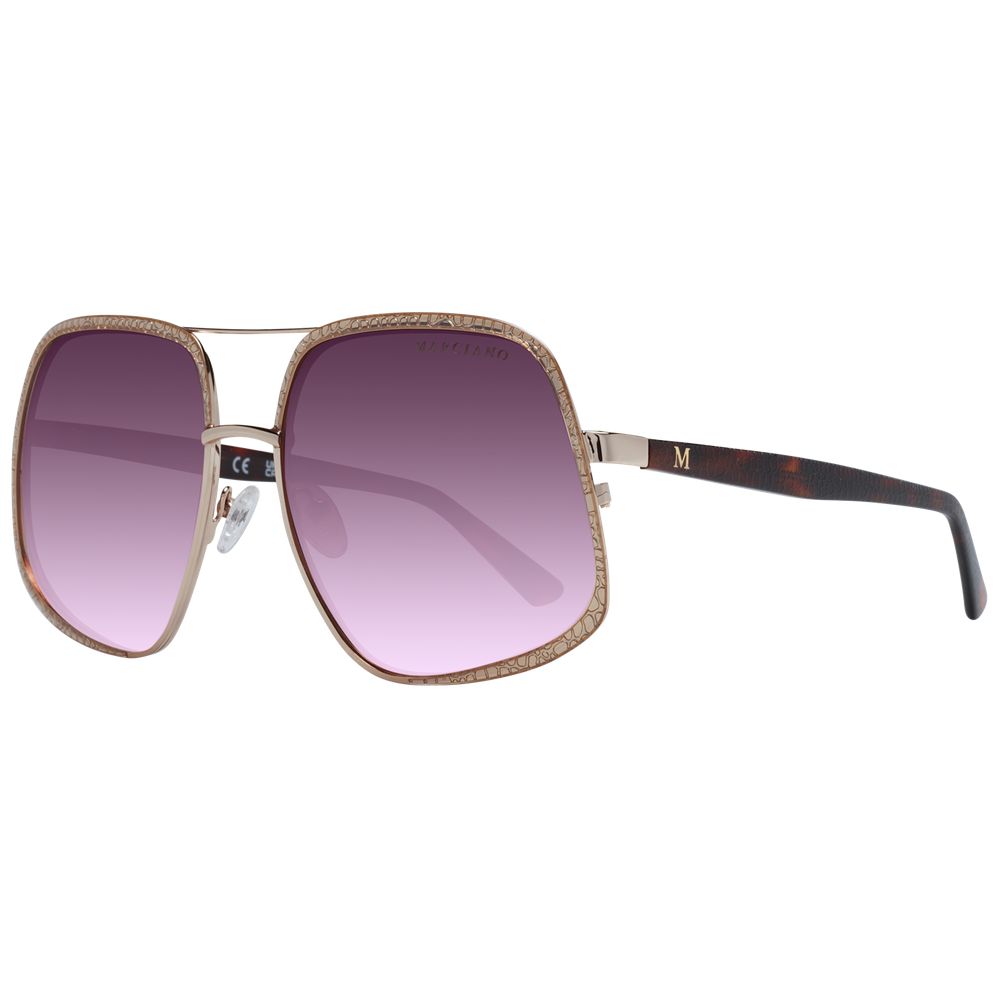 Marciano by Guess Women’s Gold Square Sunglasses with Burgundy Gradient Lenses, 60mm