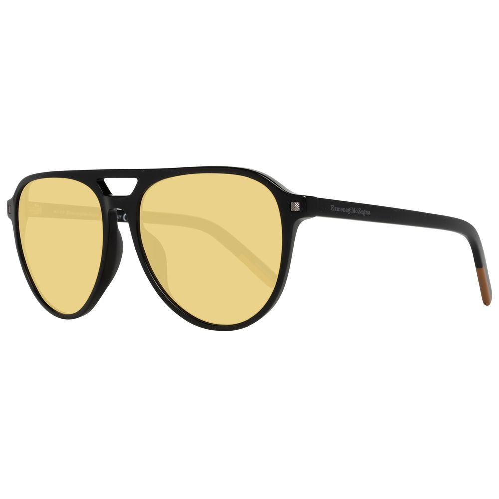 Ermenegildo Zegna Men’s Sunglasses – Black Full-Rim Frame, Yellow Lenses
