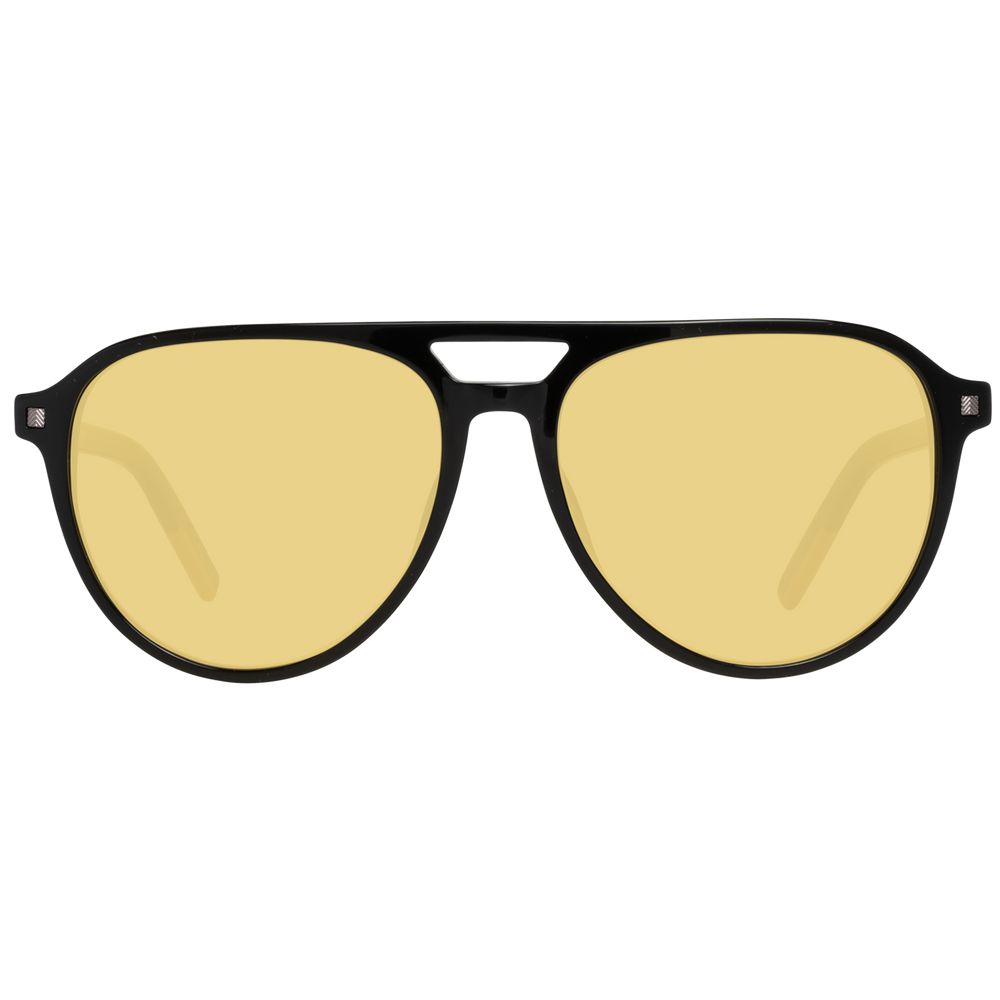 Ermenegildo Zegna Men’s Sunglasses – Black Full-Rim Frame, Yellow Lenses