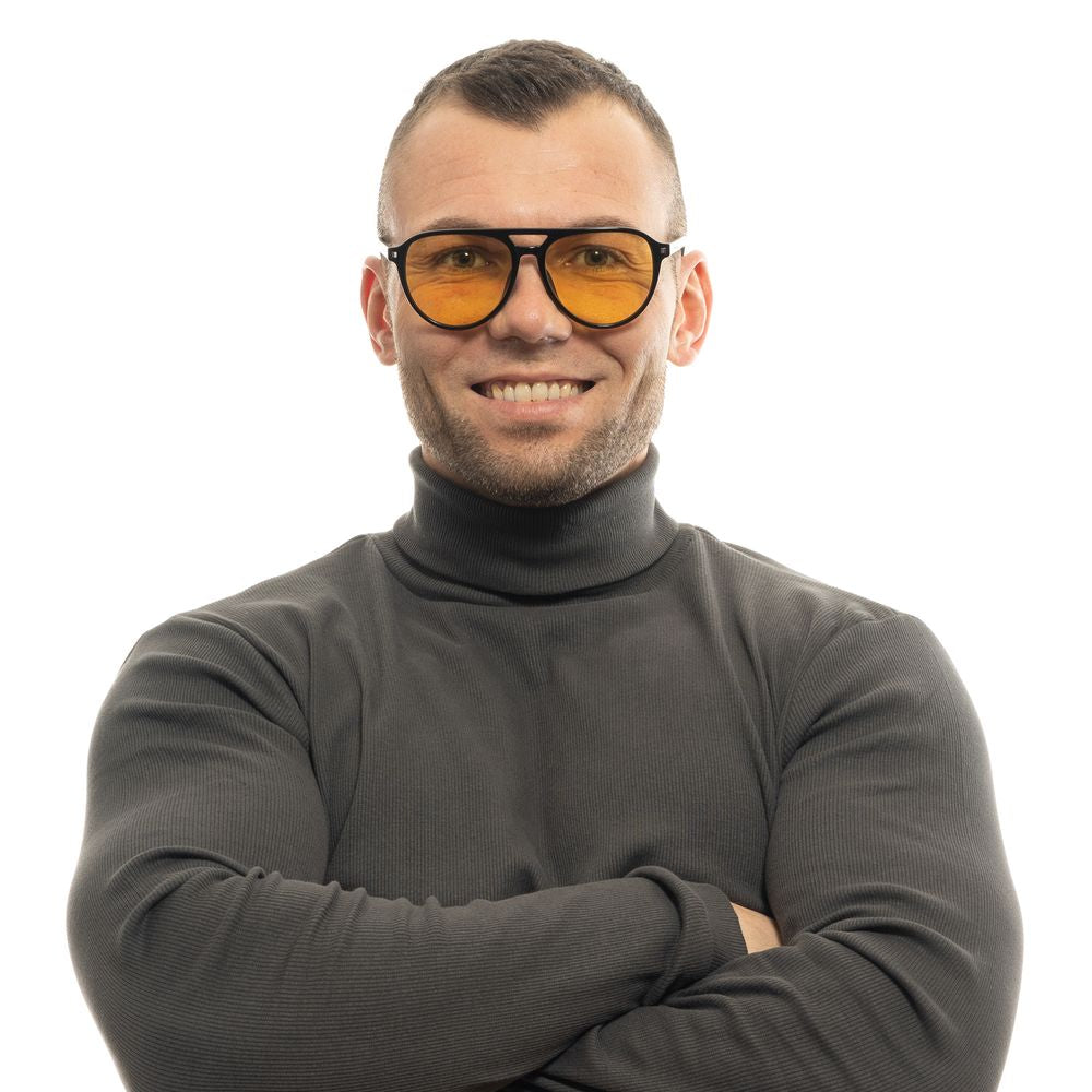 Ermenegildo Zegna Men’s Sunglasses – Black Full-Rim Frame, Yellow Lenses