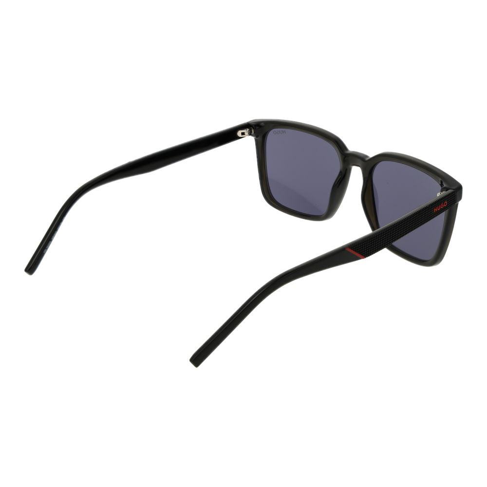 Hugo Boss Gray Men's Sunglasses – Stylish Rectangle Frame with Red Mirrored Lenses, 55mm