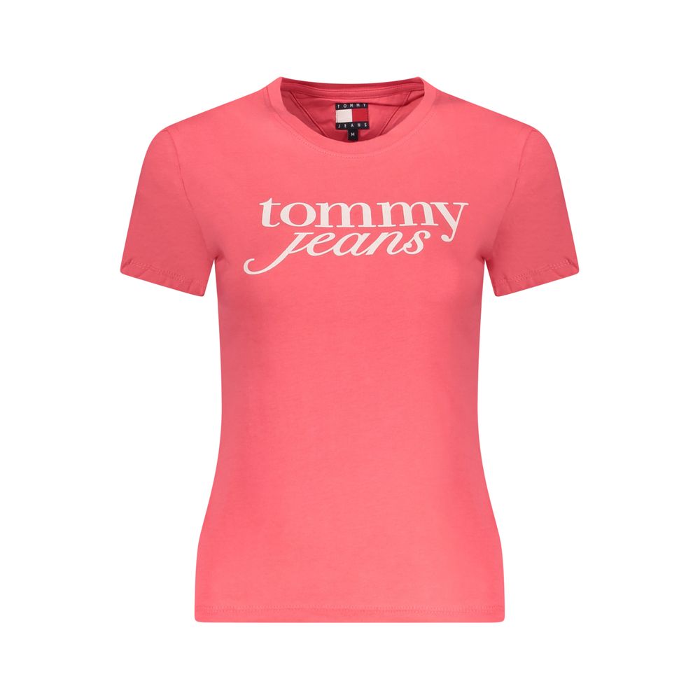 Tommy Hilfiger Pink Cotton Wide Neck T-Shirt