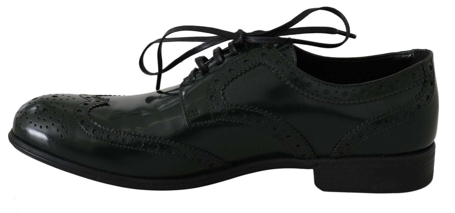 - Elegant Green Brogues Oxford Wingtip Flats