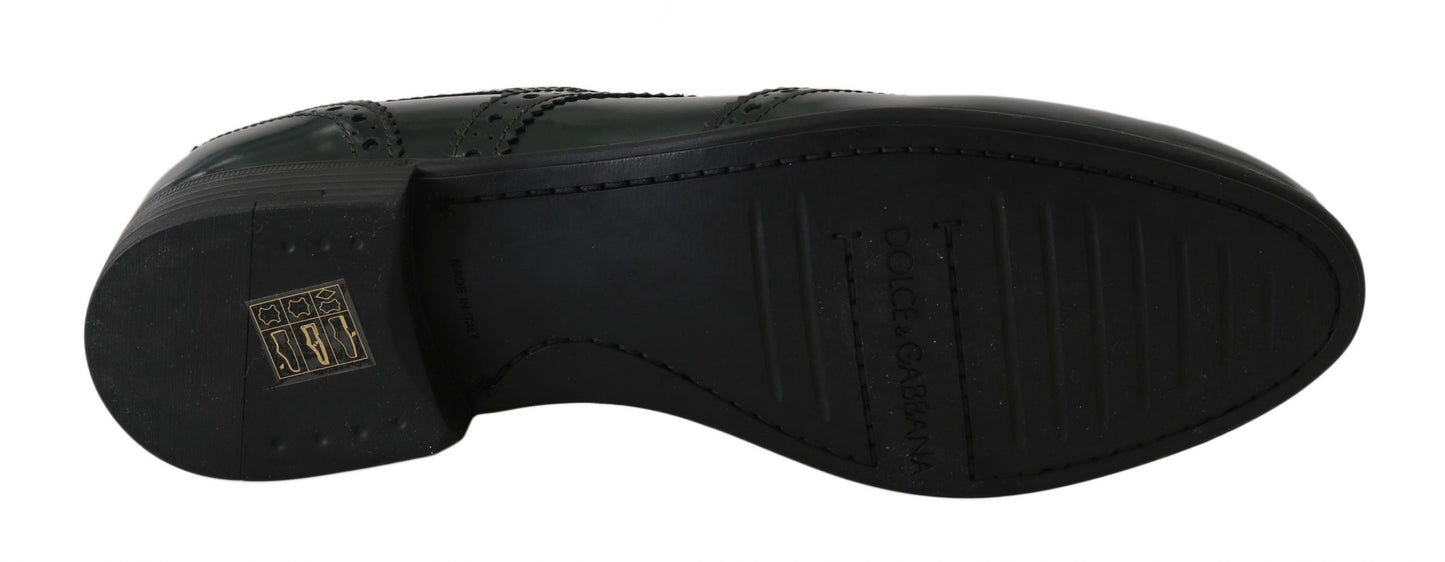 - Elegant Green Brogues Oxford Wingtip Flats