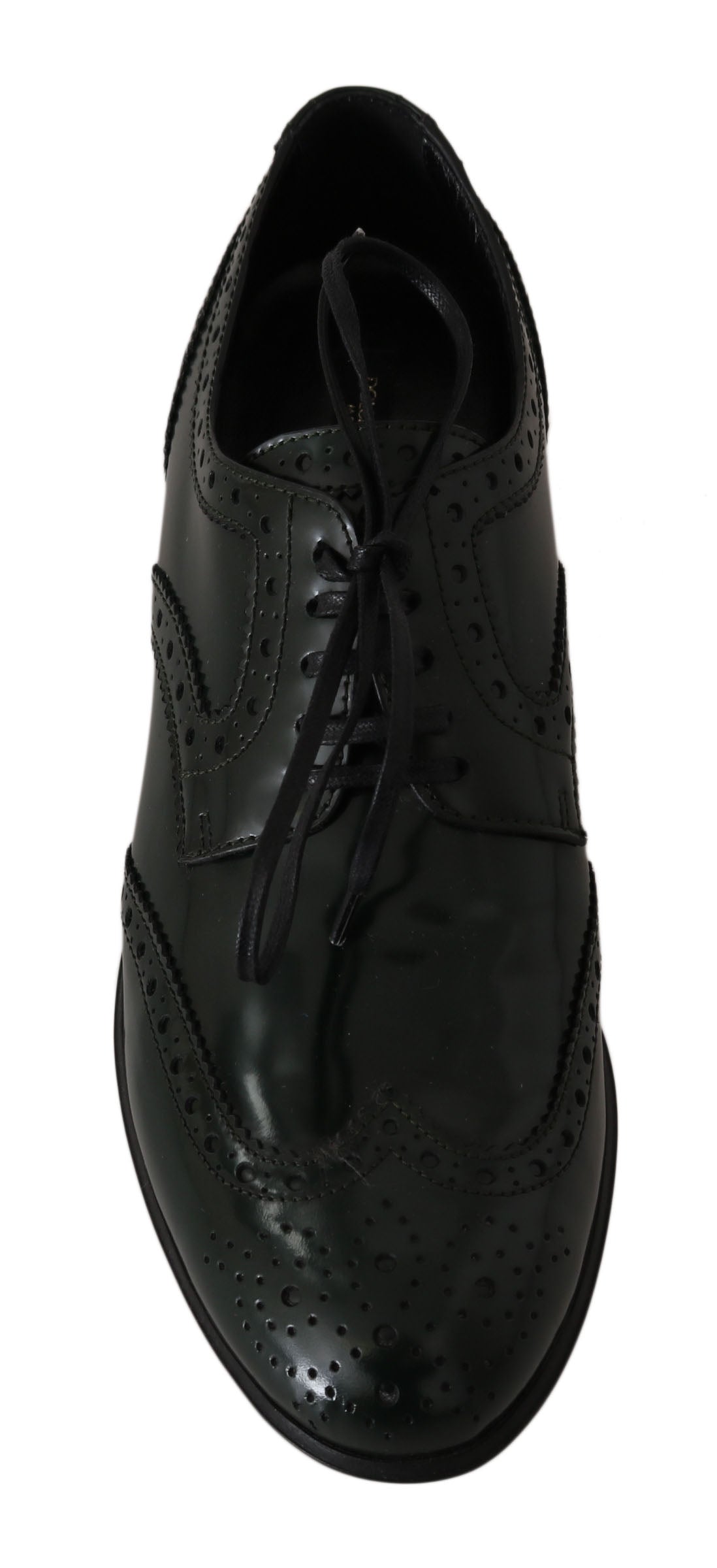 - Elegant Green Brogues Oxford Wingtip Flats