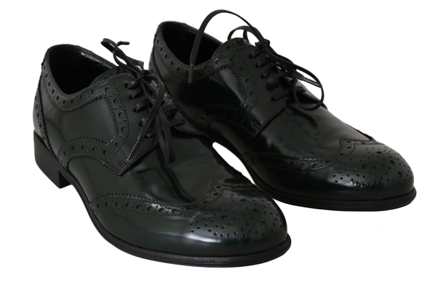 - Elegant Green Brogues Oxford Wingtip Flats