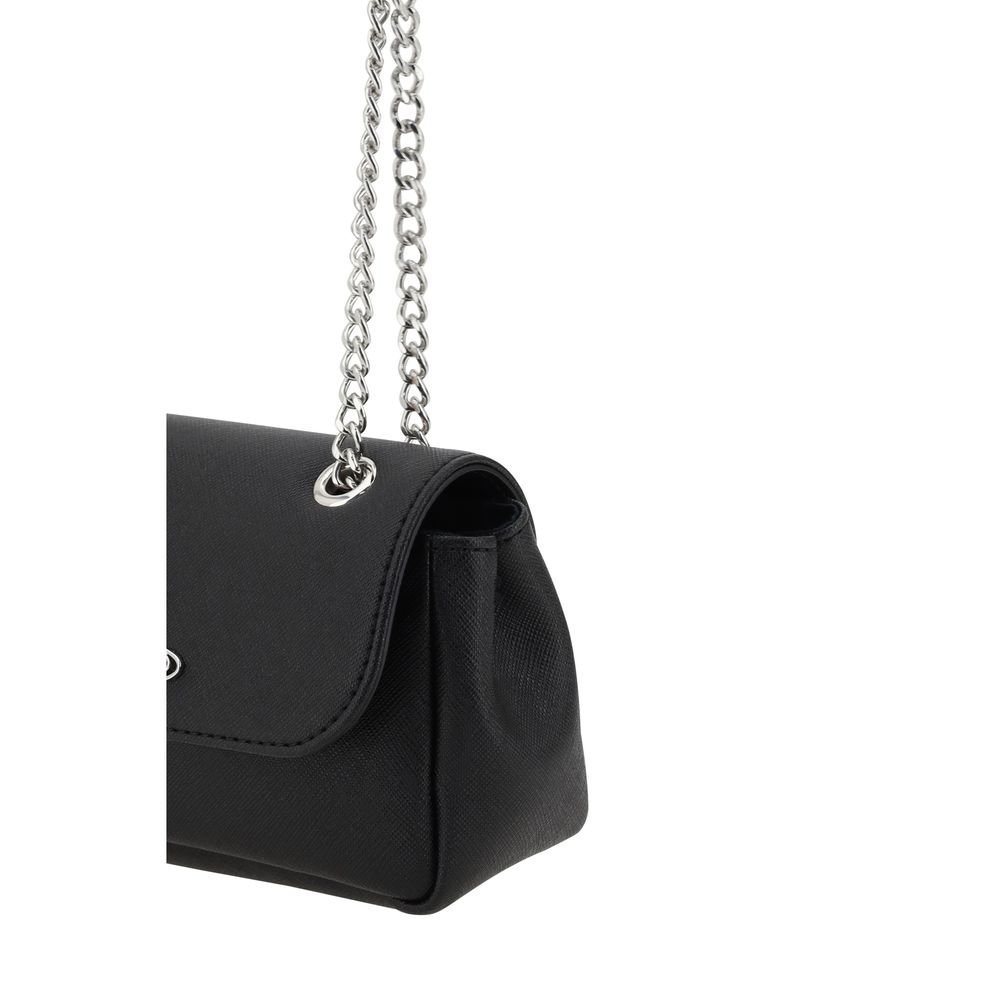 Vivienne Westwood Black Iconic Orb Shoulder Bag