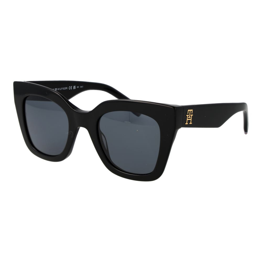 Tommy Hilfiger Women's Sunglasses – Black Butterfly Frame with Grey Lenses, 50mm