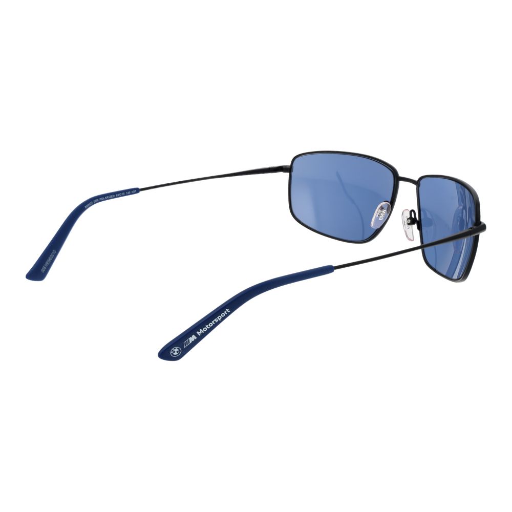 BMW Motorsport Men's Sunglasses – Black Full-Rim Frame with Blue Polarized Lenses, 62mm