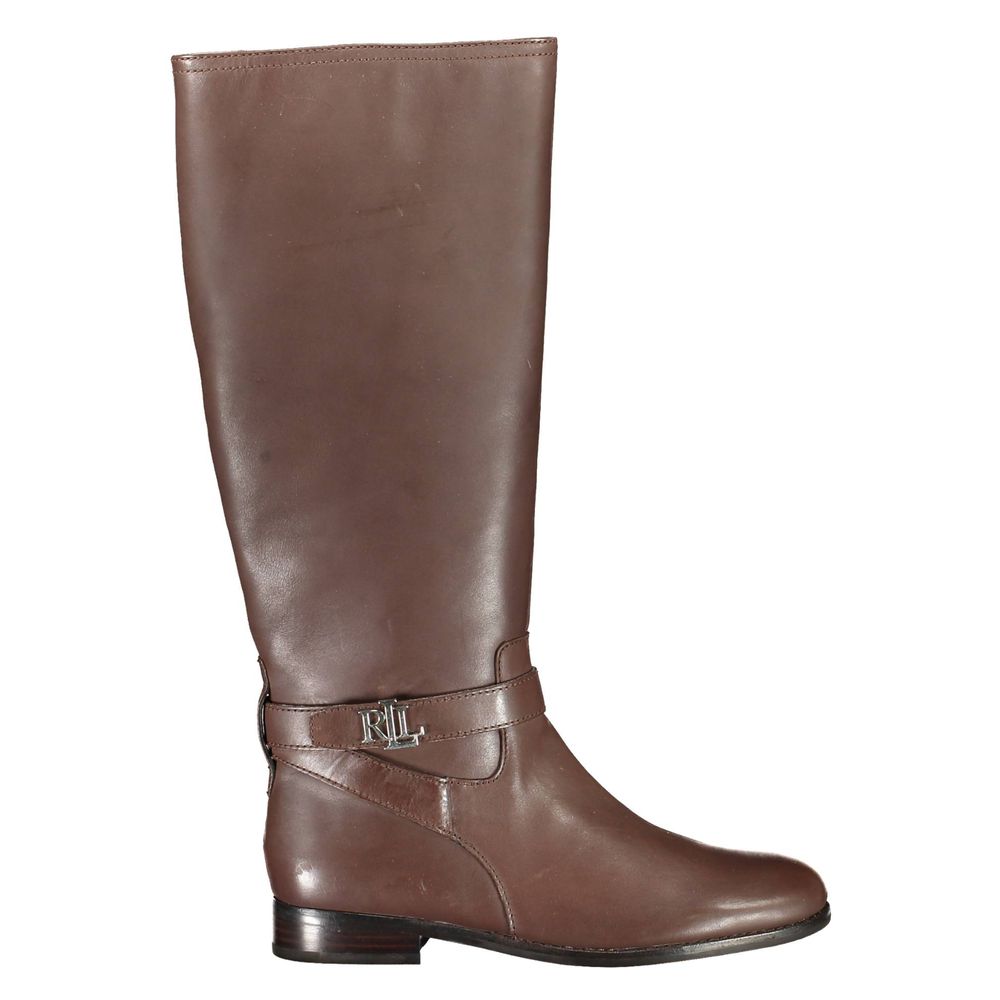 Ralph Lauren Brown Leather Ankle Boot with Contrasting Details