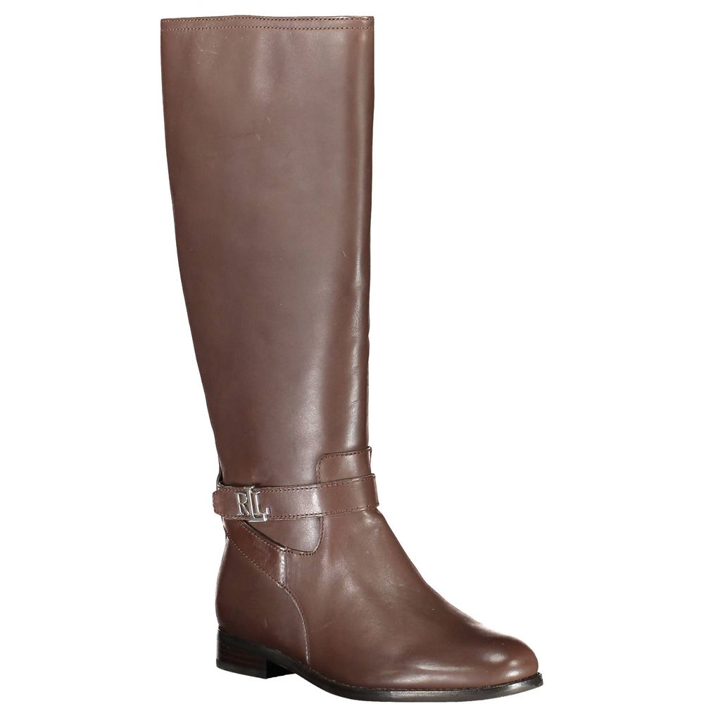 Ralph Lauren Brown Leather Ankle Boot with Contrasting Details