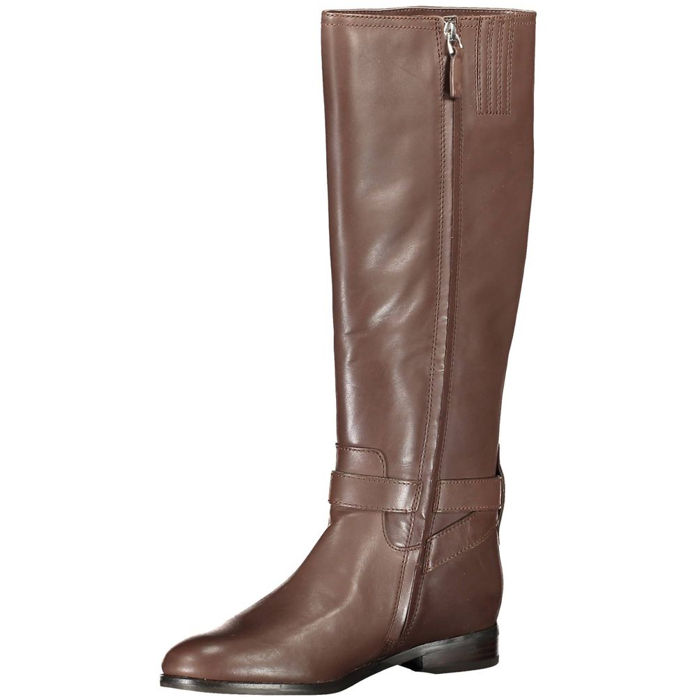 Ralph Lauren Brown Leather Ankle Boot with Contrasting Details