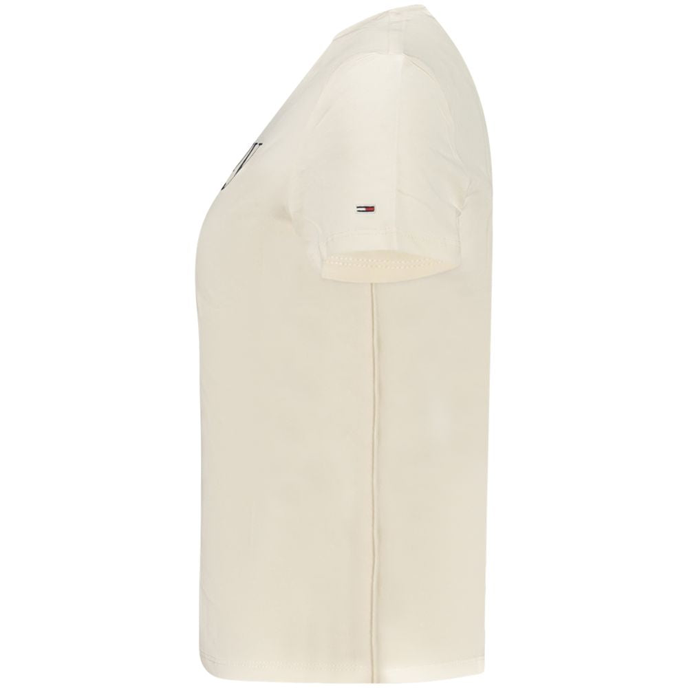 Tommy Hilfiger Beige Cotton Wide Neck T-Shirt