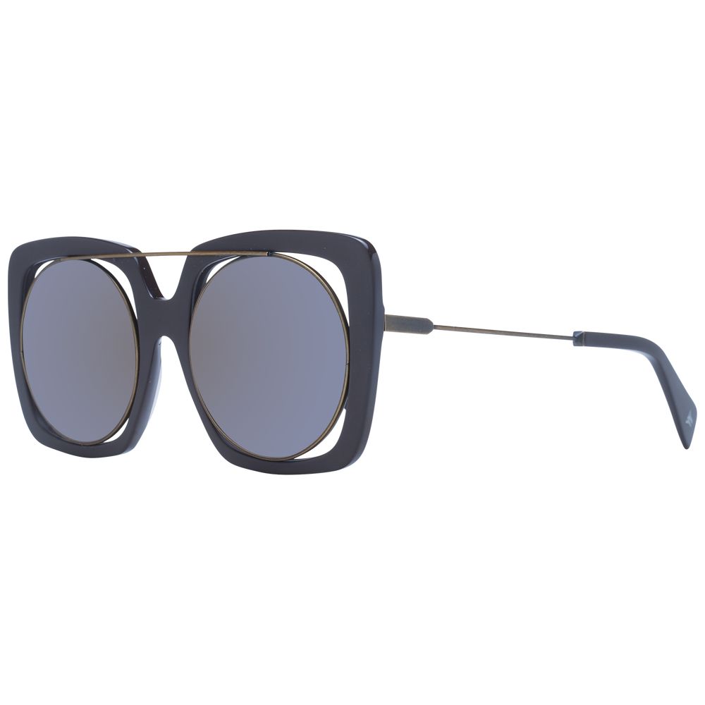Yohji Yamamoto Unisex Sunglasses – Brown Frame with Grey Mirrored Lenses, 53mm