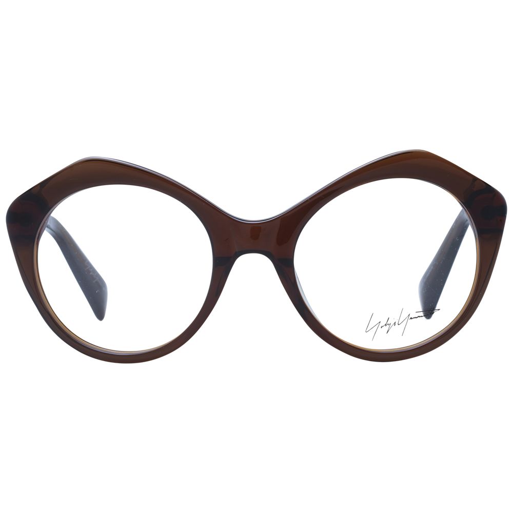 Yohji Yamamoto Brown Unisex Optical Frames – Round Design, 51mm