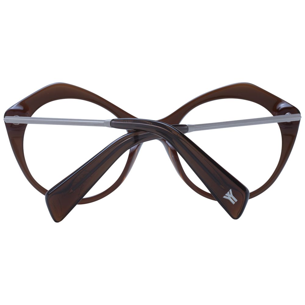 Yohji Yamamoto Brown Unisex Optical Frames – Round Design, 51mm