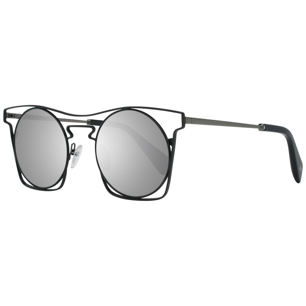 Yohji Yamamoto Unisex Sunglasses – Blue Square Frame with Grey Mirrored Lenses, 49mm