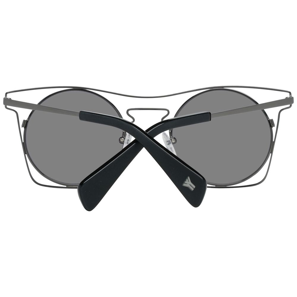 Yohji Yamamoto Unisex Sunglasses – Blue Square Frame with Grey Mirrored Lenses, 49mm