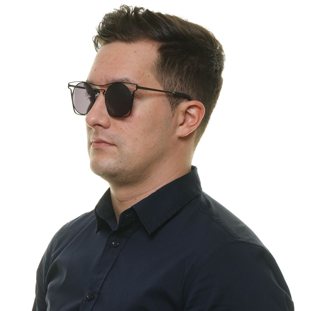 Yohji Yamamoto Unisex Sunglasses – Blue Square Frame with Grey Mirrored Lenses, 49mm