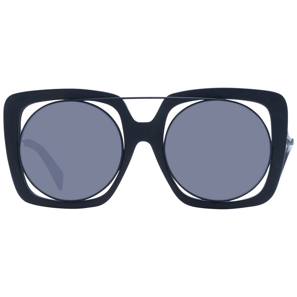 Yohji Yamamoto Unisex Sunglasses – Black Round Frame with Grey Lenses, 53mm