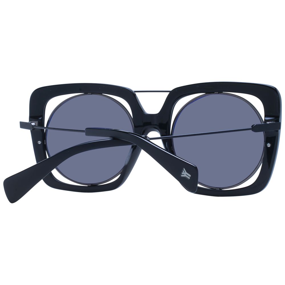 Yohji Yamamoto Unisex Sunglasses – Black Round Frame with Grey Lenses, 53mm