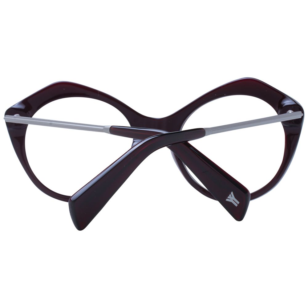 Yohji Yamamoto Burgundy Unisex Optical Frames – 51mm Round
