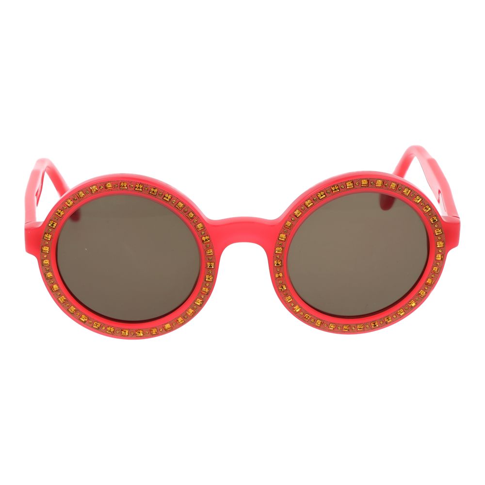 Andy Wolf Unisex Red Sunglasses – Chic Round Frames with Brown Lenses, 46mm