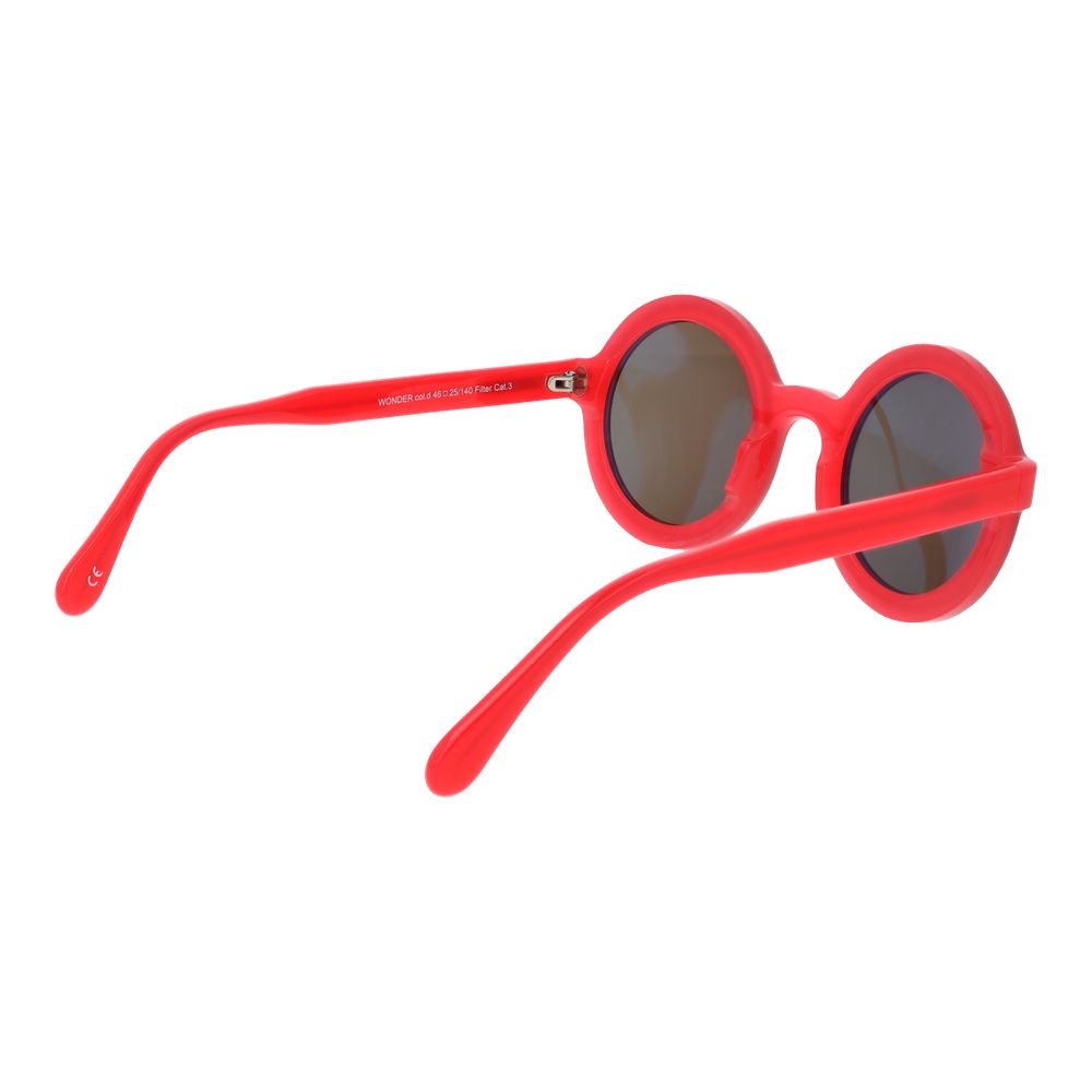 Andy Wolf Unisex Red Sunglasses – Chic Round Frames with Brown Lenses, 46mm