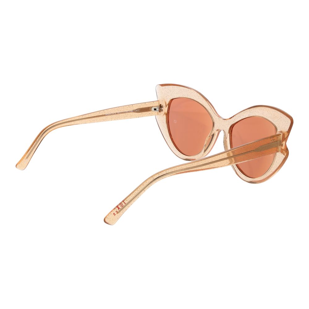Andy Wolf Unisex Sunglasses – Orange Cat Eye Frame with Mirrored Lenses, 58mm