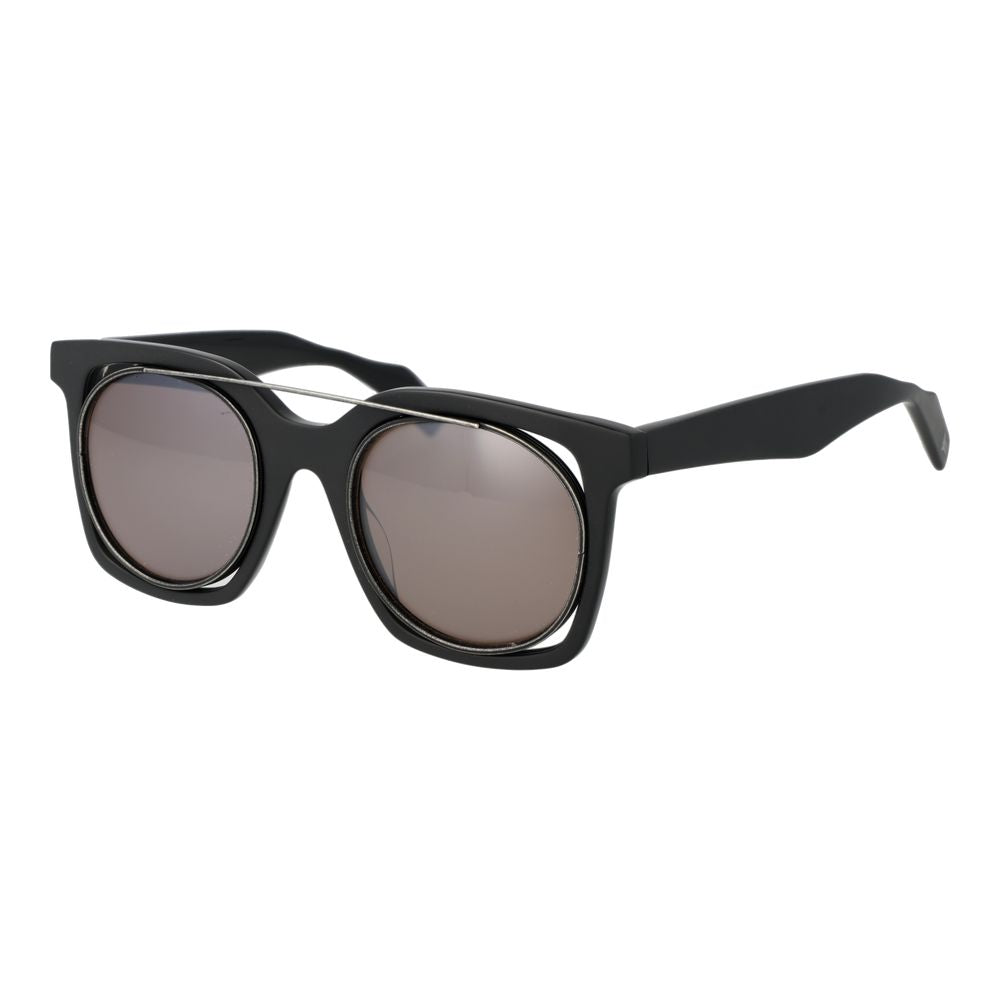 Yohji Yamamoto Unisex Sunglasses – Chic Grey Square Frame with Brown Lenses, 49mm