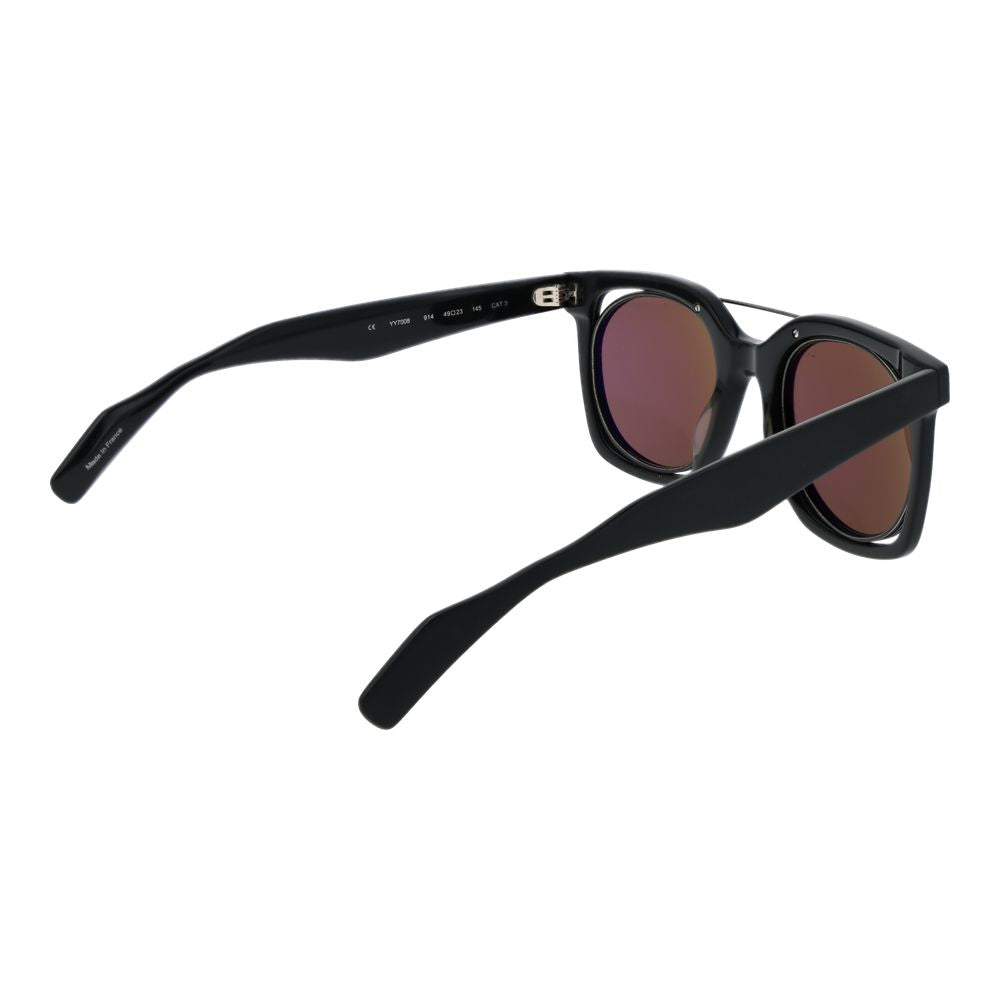 Yohji Yamamoto Unisex Sunglasses – Chic Grey Square Frame with Brown Lenses, 49mm