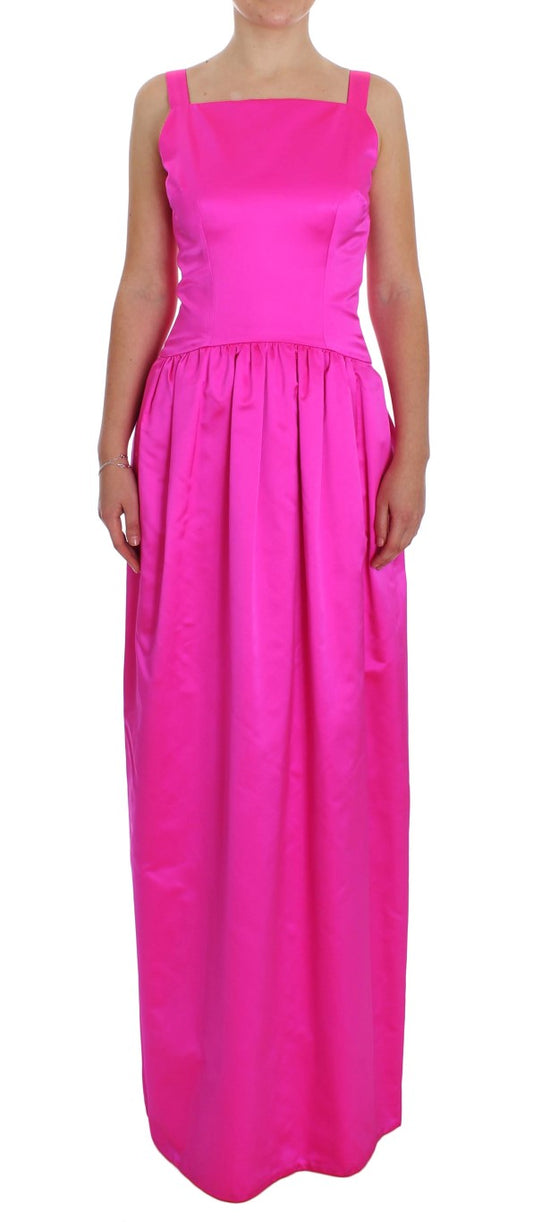 - Elegant Silk Full Length Pink Sheath Dress