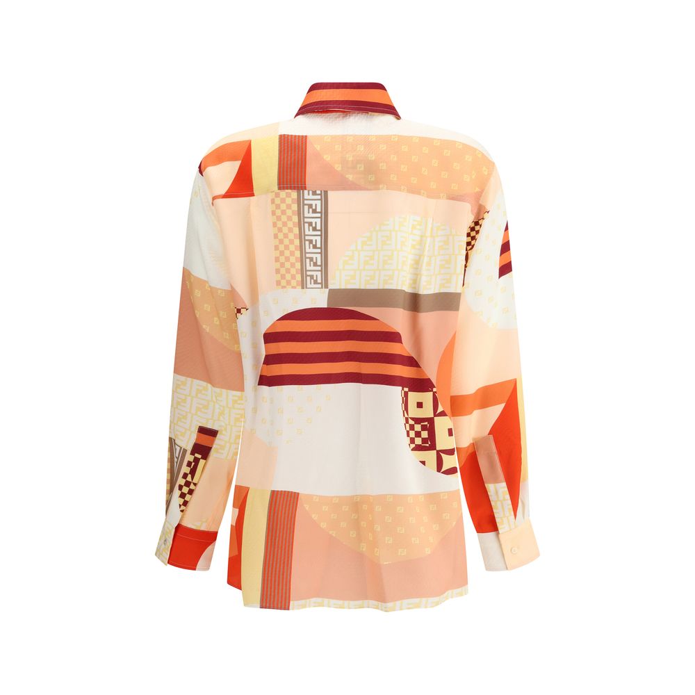 Fendi Silk Crepe Patchwork Shirt