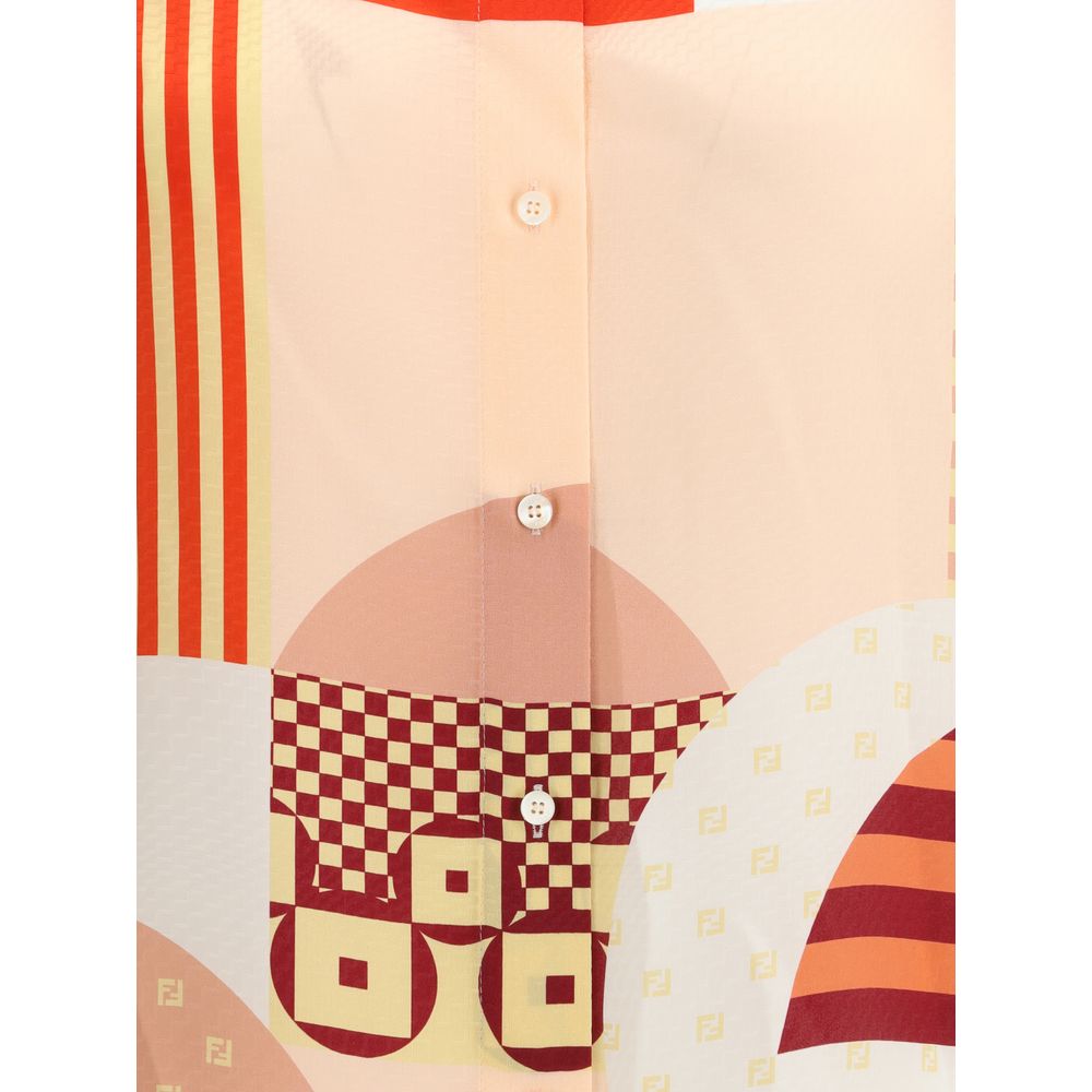 Fendi Silk Crepe Patchwork Shirt