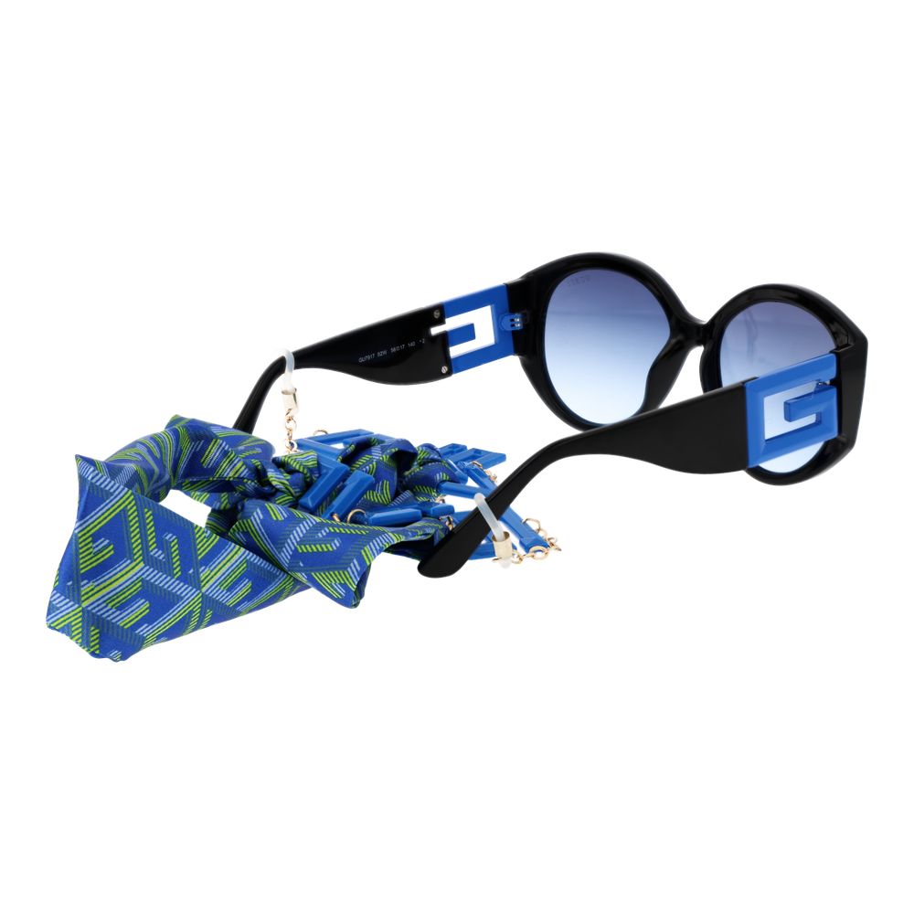 Guess Women’s Sunglasses – Black Frame with Blue Gradient Lenses