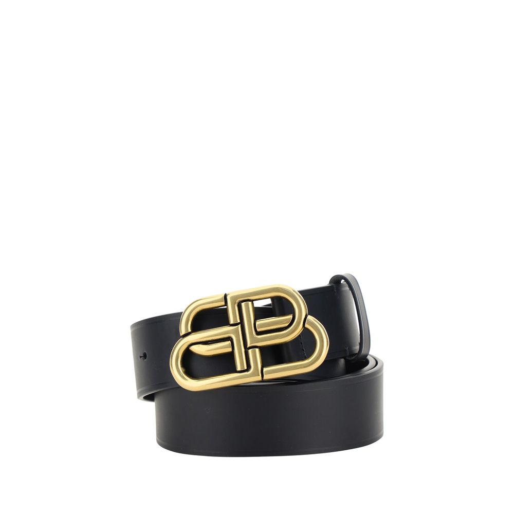 Balenciaga Calfskin Belt with Iconic Gold-Plated Logo