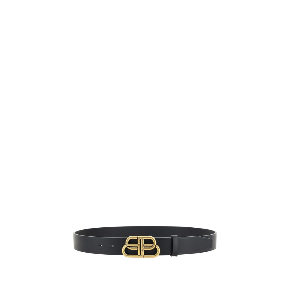 Balenciaga Calfskin Belt with Iconic Gold-Plated Logo