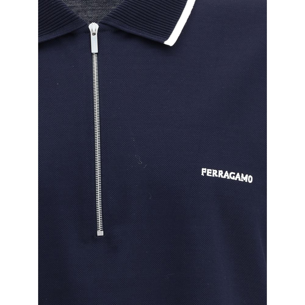 Ferragamo Blue Cotton Polo Shirt - Elegant Casual Wear