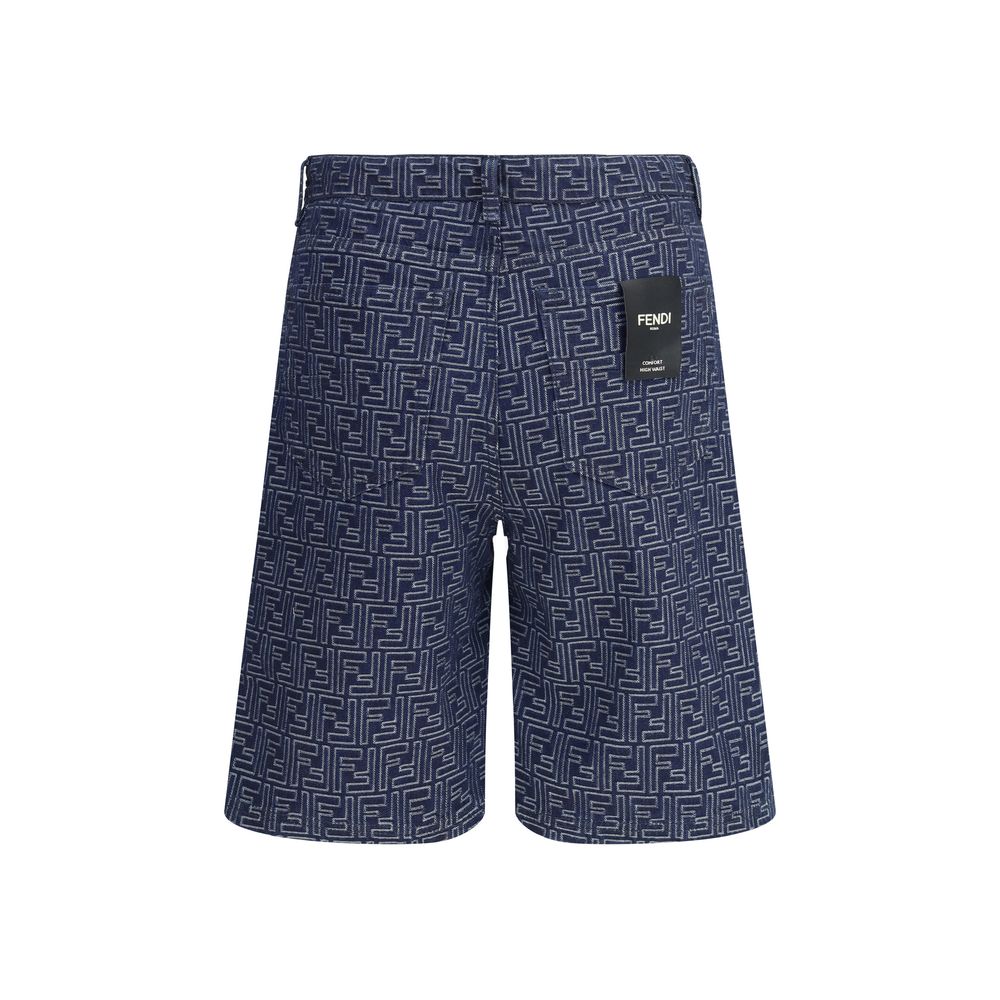 Fendi Denim Shorts with FF Jacquard Pattern