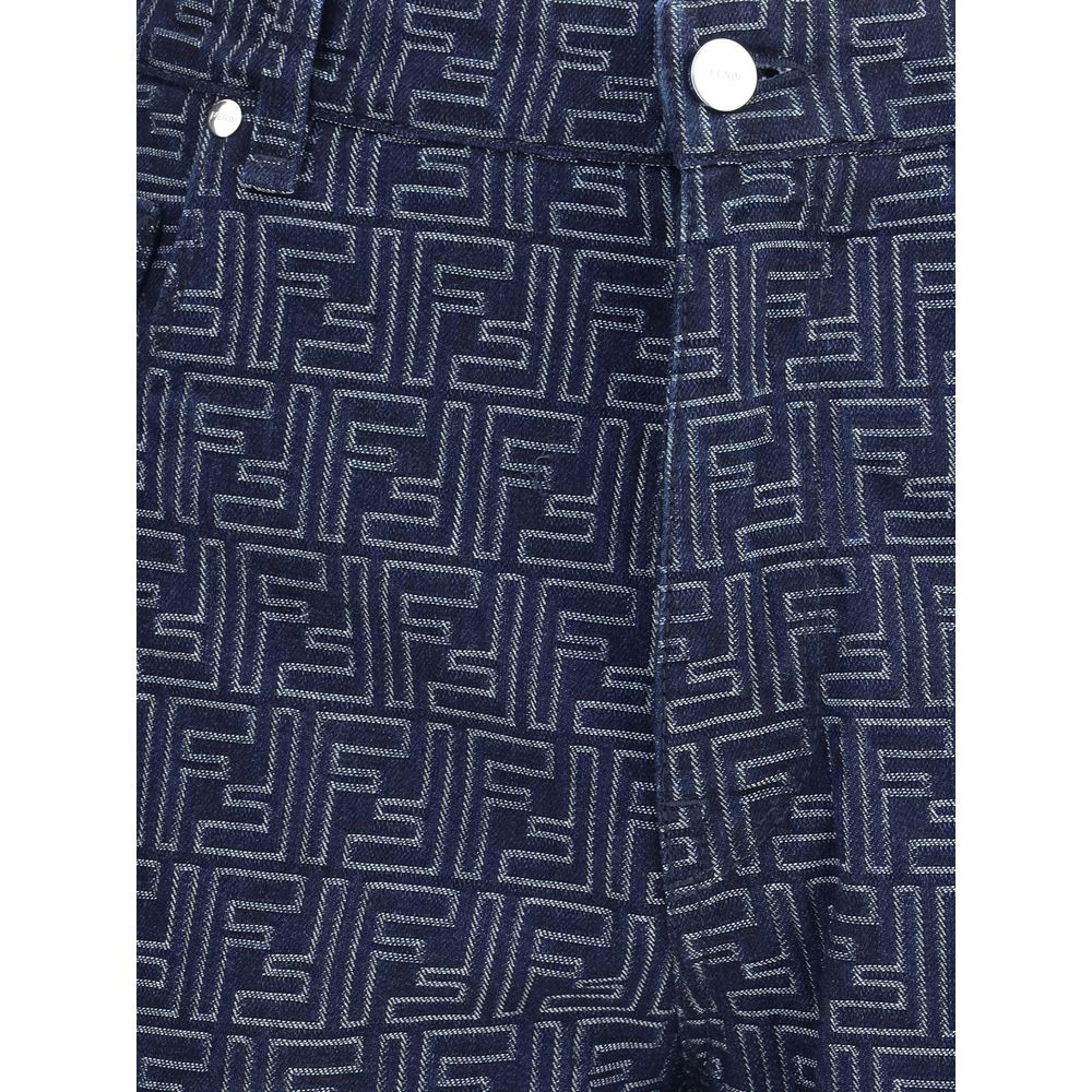 Fendi Denim Shorts with FF Jacquard Pattern