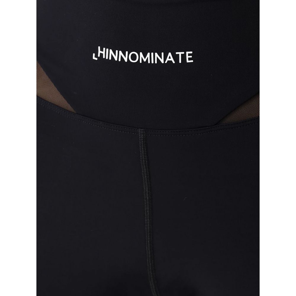 Hinnominate Black Sheer Detail Sports Leggings for Women