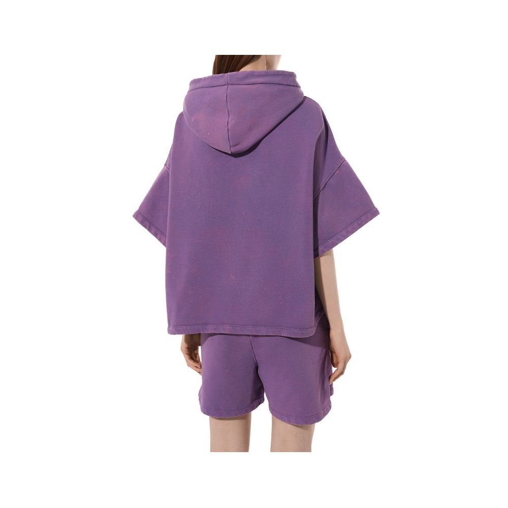 Hinnominate Purple Cotton Short-Sleeved Hoodie