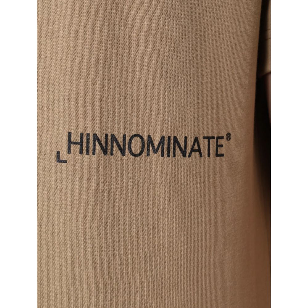 Hinnominate Brown Cotton T-Shirt with Logo Print