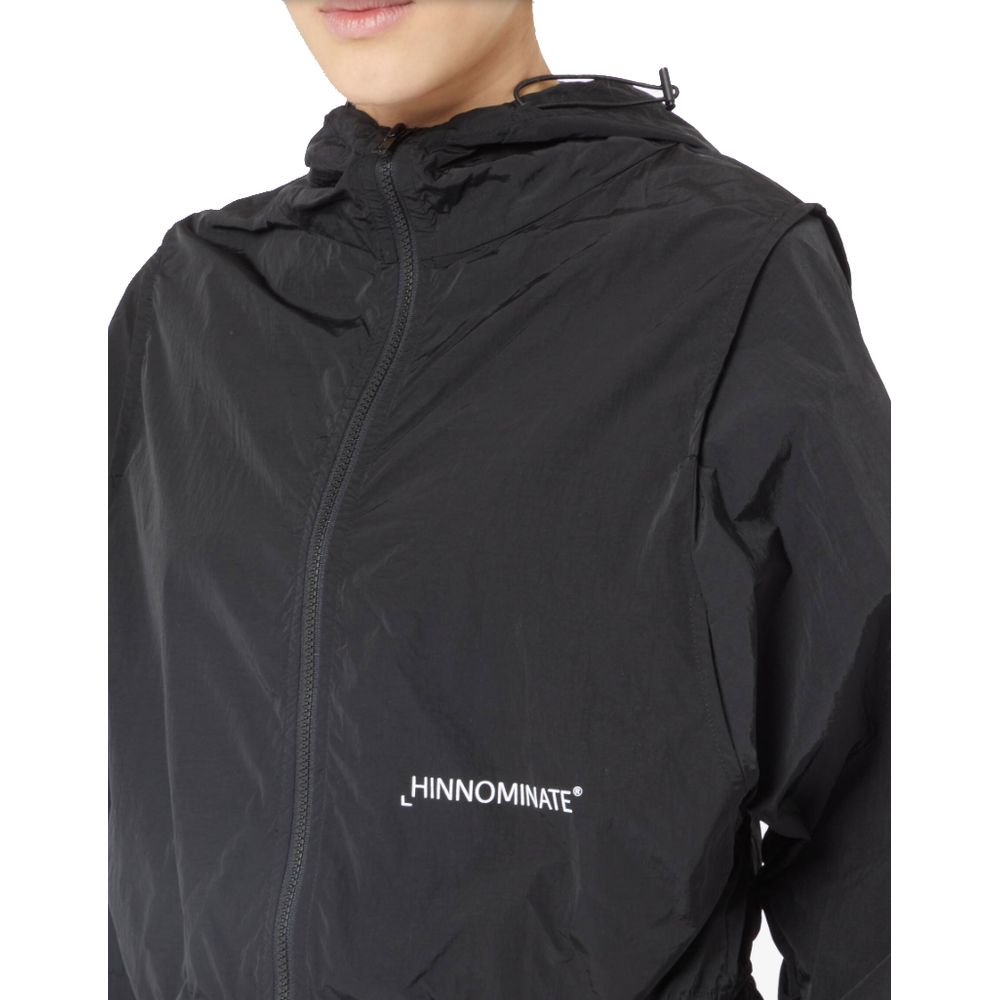 Hinnominate Black Nylon Jacket with Hood