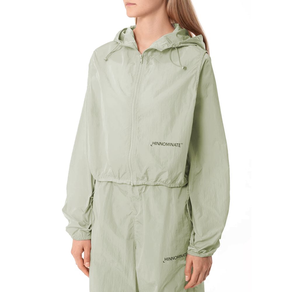 Hinnominate Green Nylon Jacket with Hood