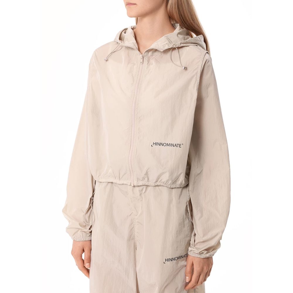 Hinnominate Beige Nylon Jacket with Hood