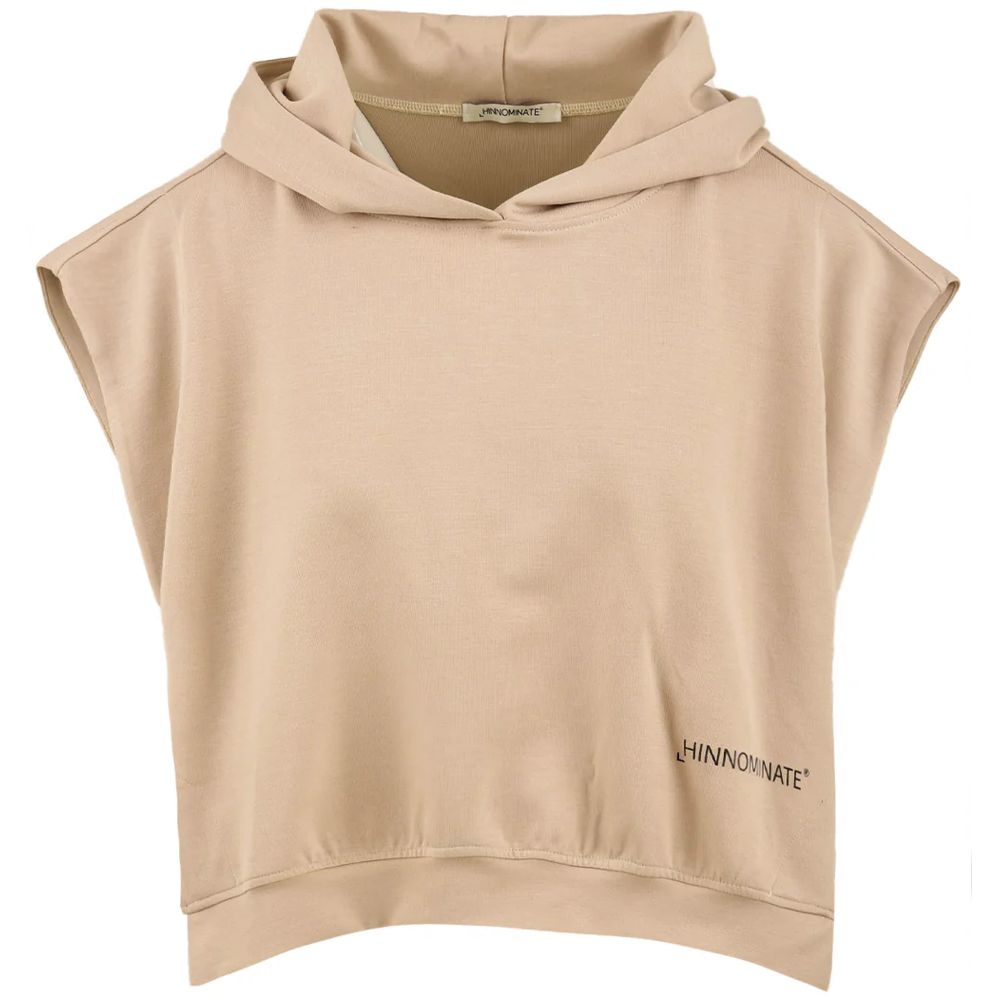 Hinnominate Beige Cotton Sweater - Sleeveless Modal Blend Hoodie